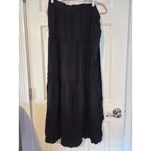 Bsubseach Womens Black‎ Tiered Maxi Skirt 100% Viscose DY31212-2-L-AM New